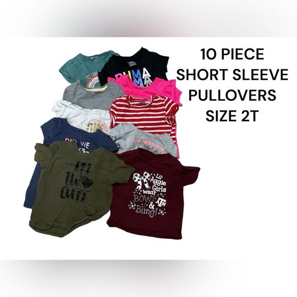 10 PIECE SHORT SLEEVE PULLOVER TOPS SIZE 2T GENTLY WORN - Picture 1 of 6